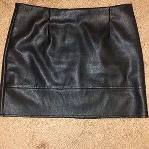 Leather black mini skirt